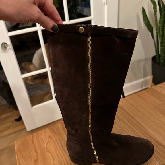 J Crew tall DARK BROWN suede boots, sz 10 - Picture 3 of 5